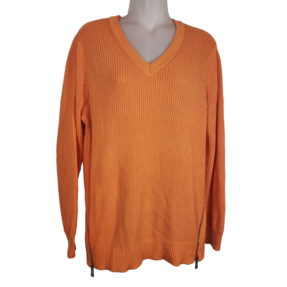 Belle Kim Gravel Diagonal Signature Zip Shaker Knit Sweater Brd of Paradise M